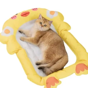 Large Summer Cooling Pet Mat, Double-Sided Cartoon Design, High-Resilience Gel Cooling Pad for Cats and Dogs