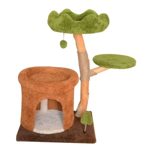 Indoor Cat Climbing Frame, 3-Level Cactus Cat Tree Tower with Plush Perch
