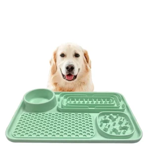 Modern Silicone Pet Dinner Plate, Rectangle Lick Mat for Dogs and Cats, Non-Slip Slow Feeding Mat