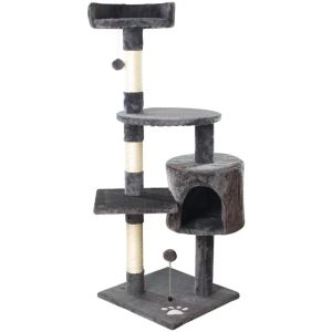 Sturdy Wooden Cat Tree with Condo, Sisal Scratcher and Multi-Layer Jumping Platforms