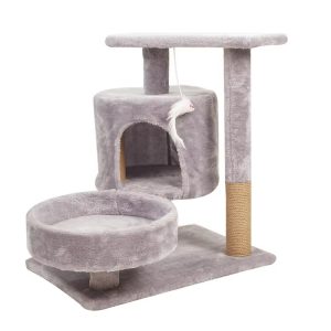 Multifunctional Integrated 3 Levels Wooden Cat House Climbing Frame Jumping Platform Cat Tree Eco-friendly Cat Scratcher